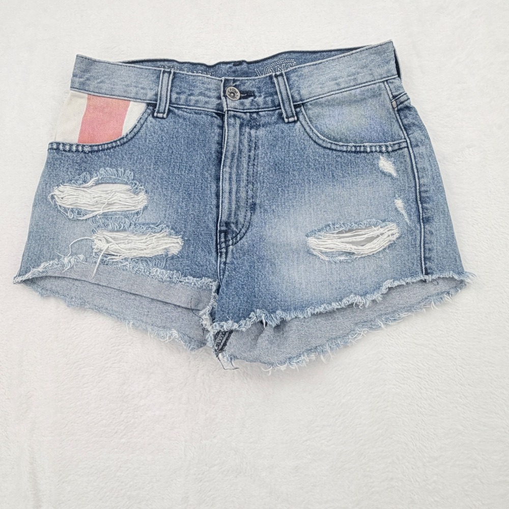 Vans Denim Shorts Womens 28 Light Blue Excellent Distressed Cutoff VN-0V3CD0X